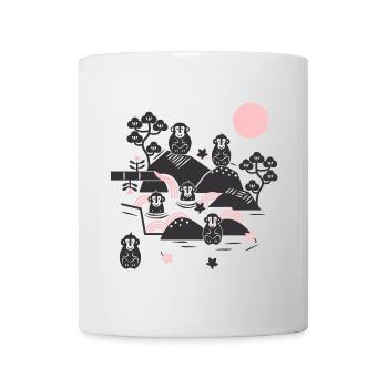 Chilling Monkeys in a Hot Spring l black pink - Tasse - Weiß - Vorne