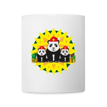 Liebe Panda Familie mit Weihnachtsmützen. - Tasse - Weiß - Vorne