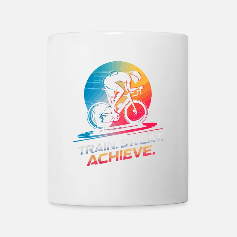 Train. Sweat. Achieve. Indoor cycling trainer - Mug - white