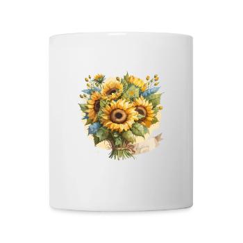 Sérénade de tournesol : un bouquet d’aquarelle - Mug blanc - blanc - Devant