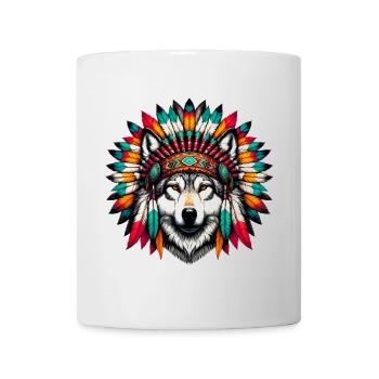 Loup amérindien Peaux-rouges d’Amérique - Mug blanc - blanc - Devant