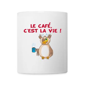 Hibou et café - Mug blanc - blanc - Devant