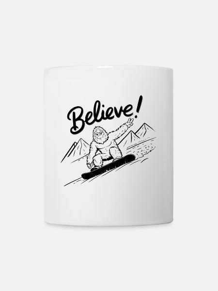 Sasquatch Bigfoot Snowboard Snowboarder - Tasse - Weiß