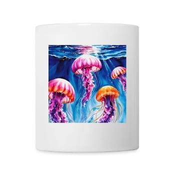 Unterwasser-Meerjungfrauen in leuchtenden Farben - Tasse - Weiß - Vorne