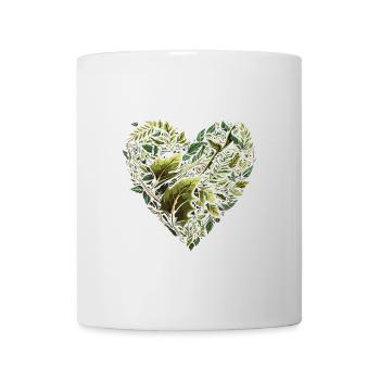 The Leafy Love: A Whimsical Cartoon Heart - Mug - white - Front