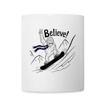 Sasquatch Bigfoot Snowboard Snowboarder - Mug - white - Front