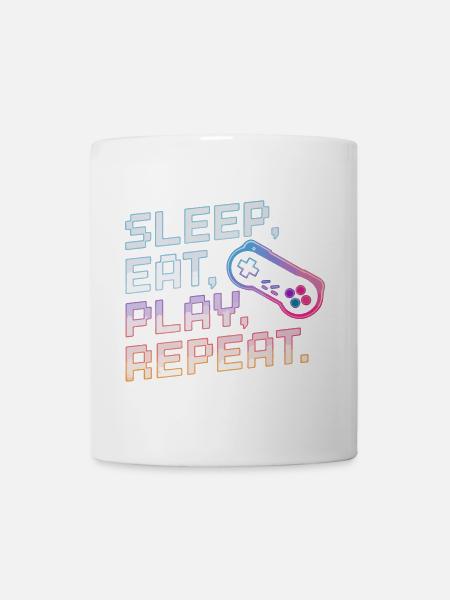 Schlaf Essen Spielen Wiederholen Gaming Design - Tasse - Weiß