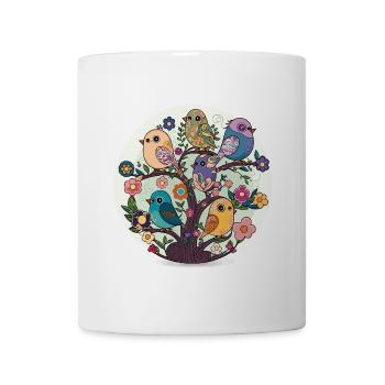 Symphony of Colors: Eine Gruppe bunter Vögel - Tasse - Weiß - Vorne
