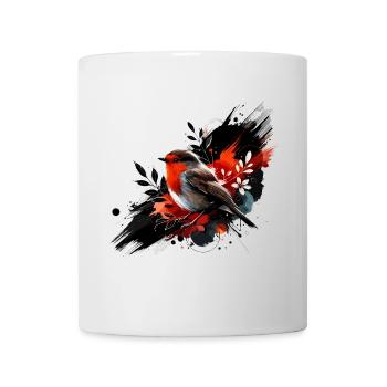 Buntes Aquarell Rotkehlchen - Tasse - Weiß - Vorne