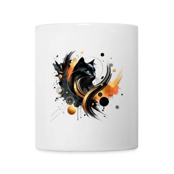 chat noir, black cat aquarelle - Mug blanc - blanc - Devant