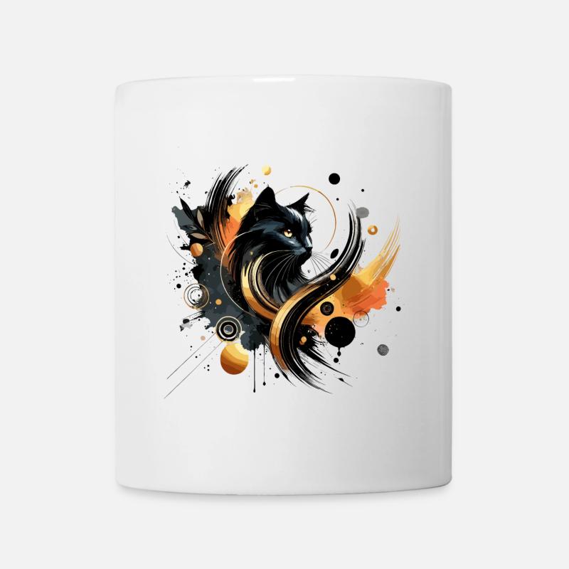 Black Cat, Black Cat Watercolor - Mug - white