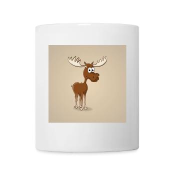Bild eines fröhlichen Elchs im Cartoon-Stil - Tasse - Weiß - Vorne