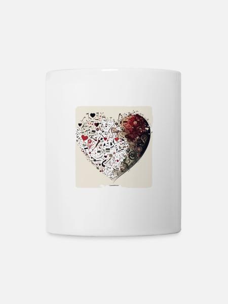 Melodien der Liebe: Ein skurriles Cartoon-Design - Tasse - Weiß