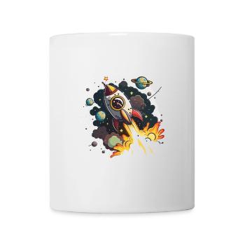 Cosmic Journey: Ein digitales Kunstwerk eines Raketenschiffs - Tasse - Weiß - Vorne