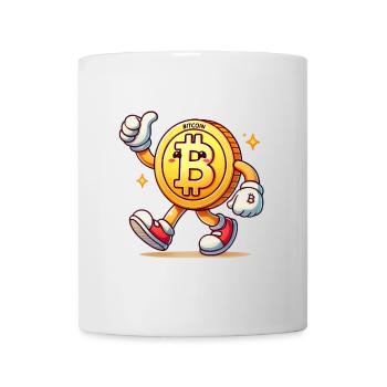 Playful Bitcoin Coin Cartoon Character - Mug - white - Front