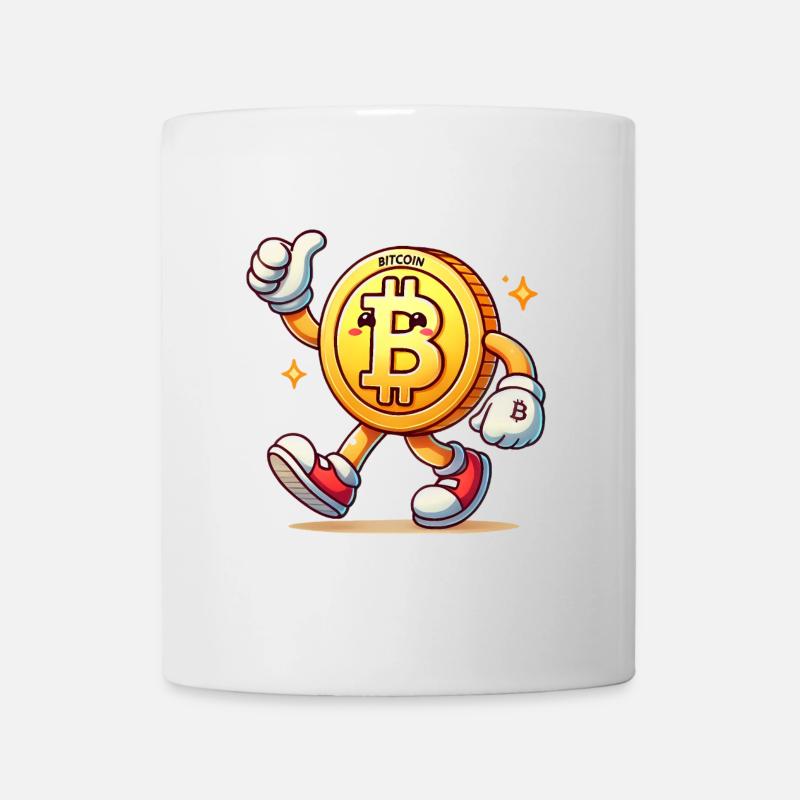 Personnage de dessin animé ludique Bitcoin Coin - Mug blanc - blanc