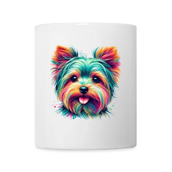 Portrait coloré d’un Yorkshire Terrier - Mug blanc - blanc - Devant