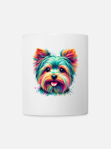 Buntes Yorkshire Terrier Porträt - Tasse - Weiß