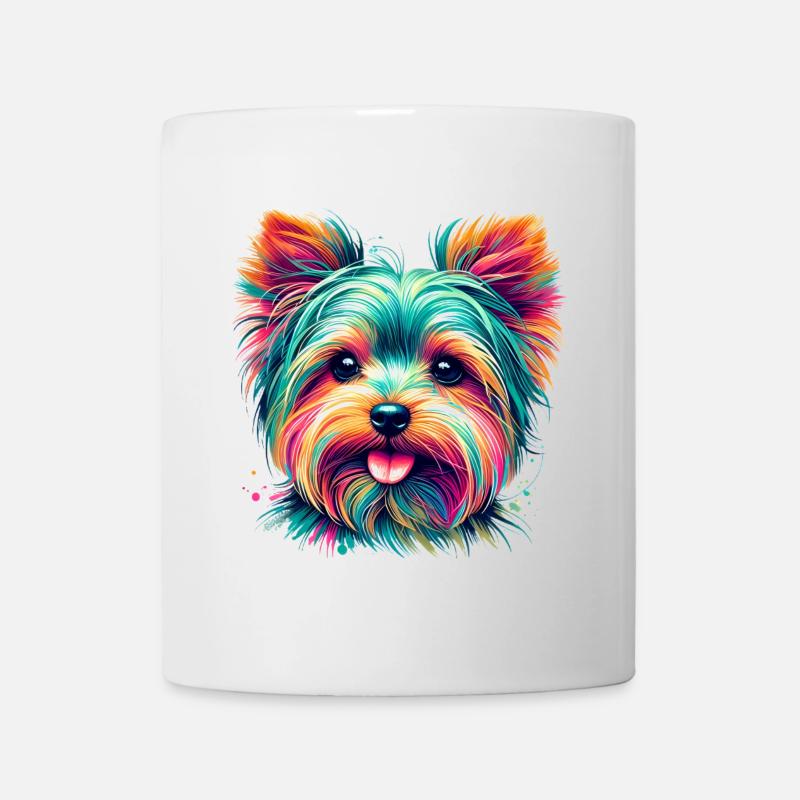 Portrait coloré d’un Yorkshire Terrier - Mug blanc - blanc