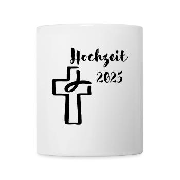 Hochzeit 2025 Fisch taucht ins Kreuz - Tasse - Weiß - Vorne