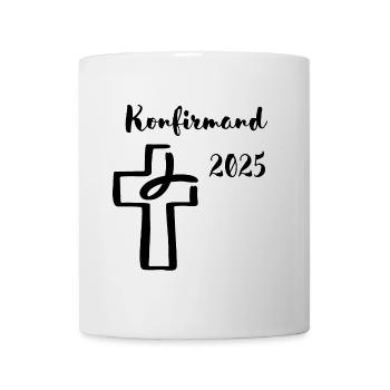 Konfirmand 2025 Fisch taucht ins Kreuz - Tasse - Weiß - Vorne