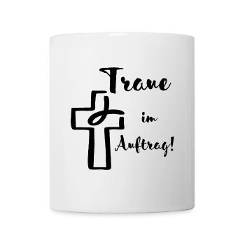 Traue im Auftrag Fisch taucht ins Kreuz Hochzeit - Tasse - Weiß - Vorne