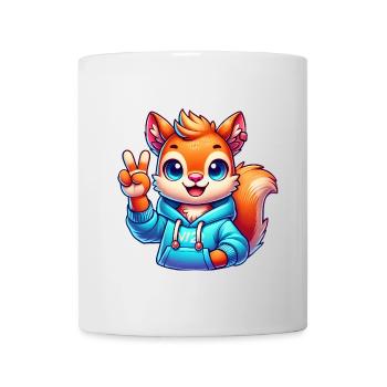 Peaceful Cartoon Squirrel in Hoodie - Mug - white - Front