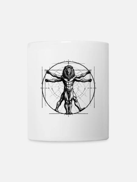 Lion de Vitruve Croquis dessin cadeau - Mug blanc - blanc