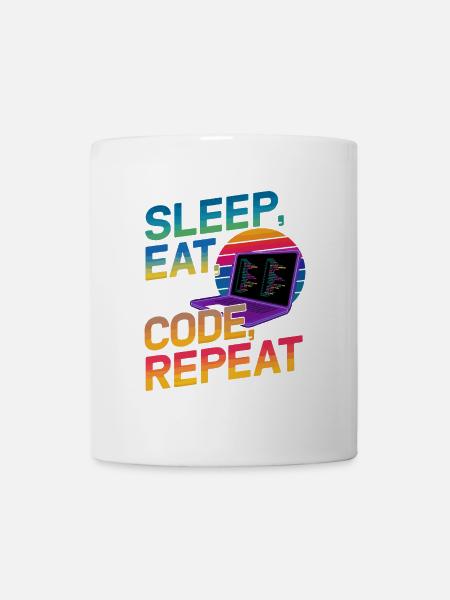 Sleep Eat Code Repeat Gift pour Coder - Mug blanc - blanc