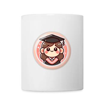 Abschluss-Cartoon-Abzeichen-Design - Tasse - Weiß - Vorne