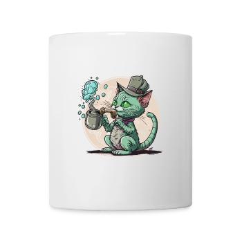 A Cat Smoking a Bong: Whimsy and Humor Collide - Mug - white - Front