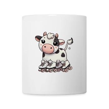 Skating Cow Cartoon TShirt Design - Mug - white - Front