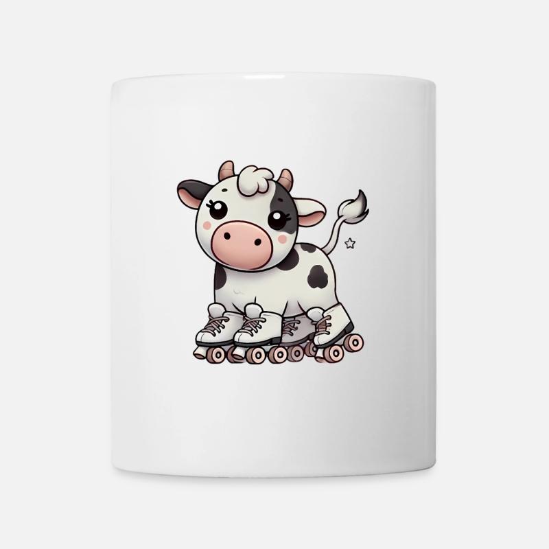 Vache patineuse dessin animé TShirt Design - Mug blanc - blanc