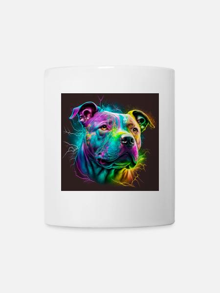 Tête de staffie illustration popart - 082 - Mug blanc - blanc