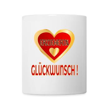 GLÜCKWUNSCH ERZIEHERIN HERZ - Tasse - Weiß - Vorne