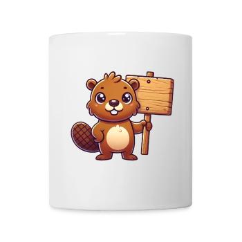 Adorable castor avec conception de panneau vierge - Mug blanc - blanc - Devant
