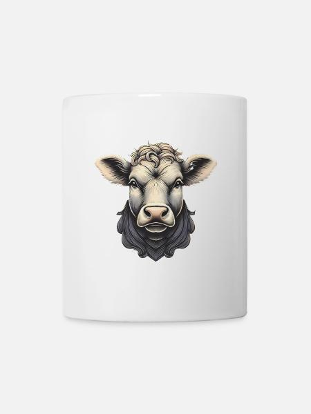 Detaillierte Kuhkopf-Illustration - Tasse - Weiß