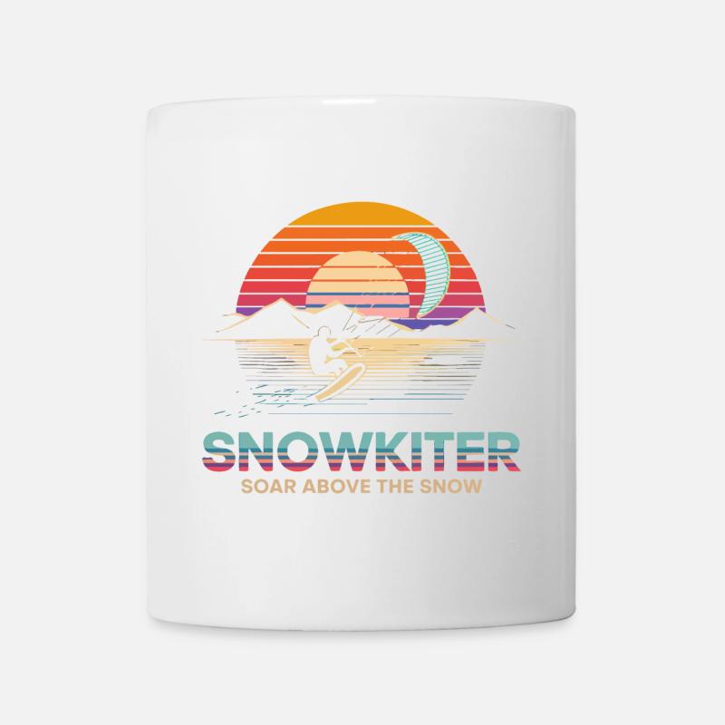 Sonnenuntergang Snowboarden Abenteuer Design - Tasse - Weiß