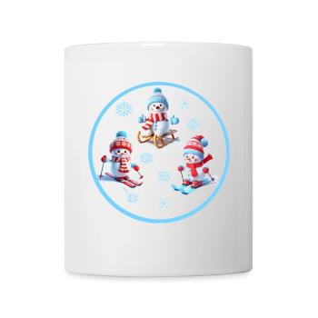 Winterfreuden Schneemänner Skispaß - Tasse - Weiß - Vorne