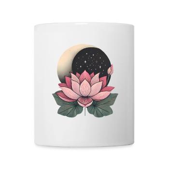 Elegante Lotusblume mit Mond-Design - Tasse - Weiß - Vorne