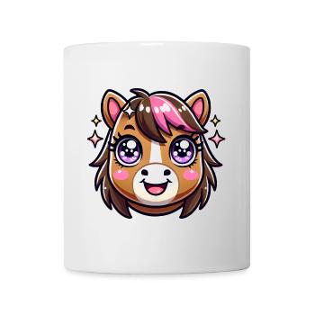 Entzückendes Kawaii Pferd Gesicht Design - Tasse - Weiß - Vorne