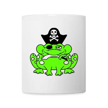 Frosch Kapitän Mütze Kröte Lustig Comic Cartoon - Tasse - Weiß - Vorne