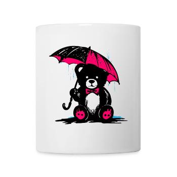 Teddy mit Regenschirm – Mistwetter - Tasse - Weiß - Vorne
