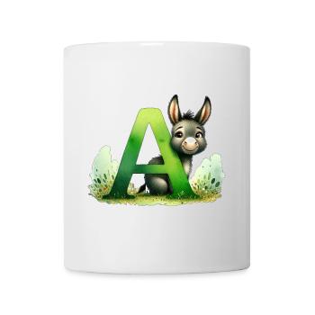 Tieralphabet - Buchstabe A für Esel - Zeichnung - Tasse - Weiß - Vorne