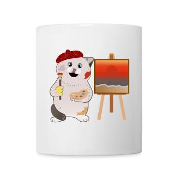 cute cat painter - Mug - white - Front