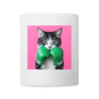 Grüner Punch: Boxerkatze Deluxe - Tasse - Weiß - Vorne