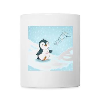 Süßer Pinguin singt im Schnee - Tasse - Weiß - Vorne