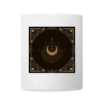 Harmonie des éléments : lune, or et géométrie. - Mug blanc - blanc - Devant