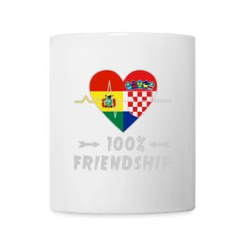 Bolivien und Kroatien 100% Freundschaft - Tasse - Weiß - Vorne