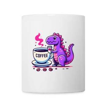 Purple Dino dégustant un café - Mug blanc - blanc - Devant